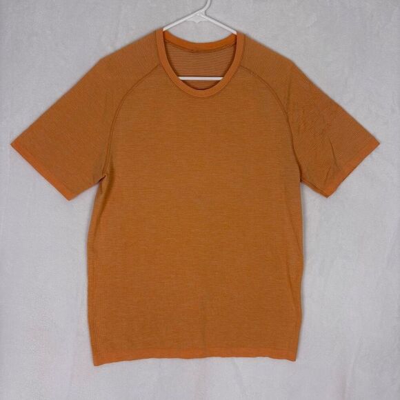 Lululemon Orange Men’s Workout Short Sleeve Top Size Medium - Picture 1 of 10